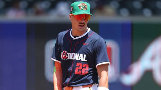 Griffin 'all good' after hit by pitch taken Atlanta. Photo by GETTY